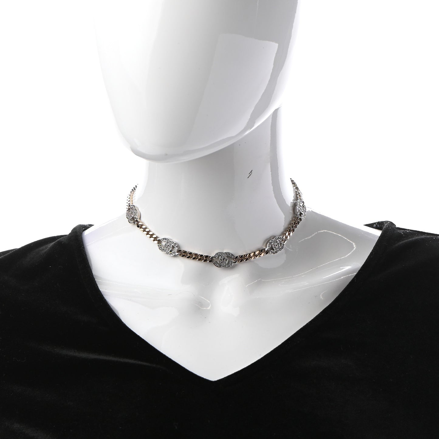 Crystal Chain CC Choker Gold Silver