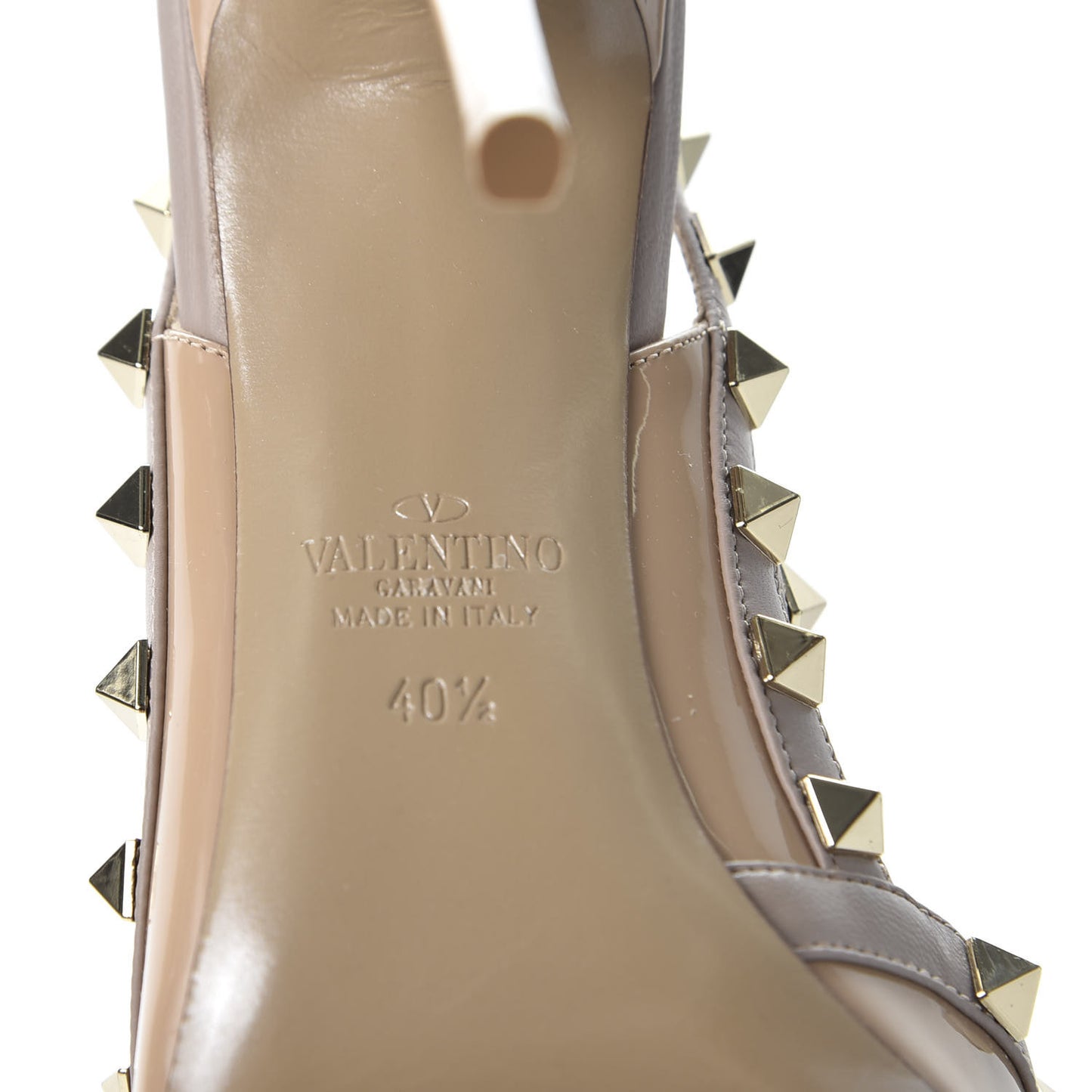 Patent Nappa Rockstud Ankle Strap 100mm Pumps 40.5 Camel Rose Poudre