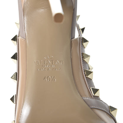 Valentino Garavani Patent Nappa Rockstud Ankle Strap 100mm Pumps 40.5 Camel Rose Poudre 8 of 10