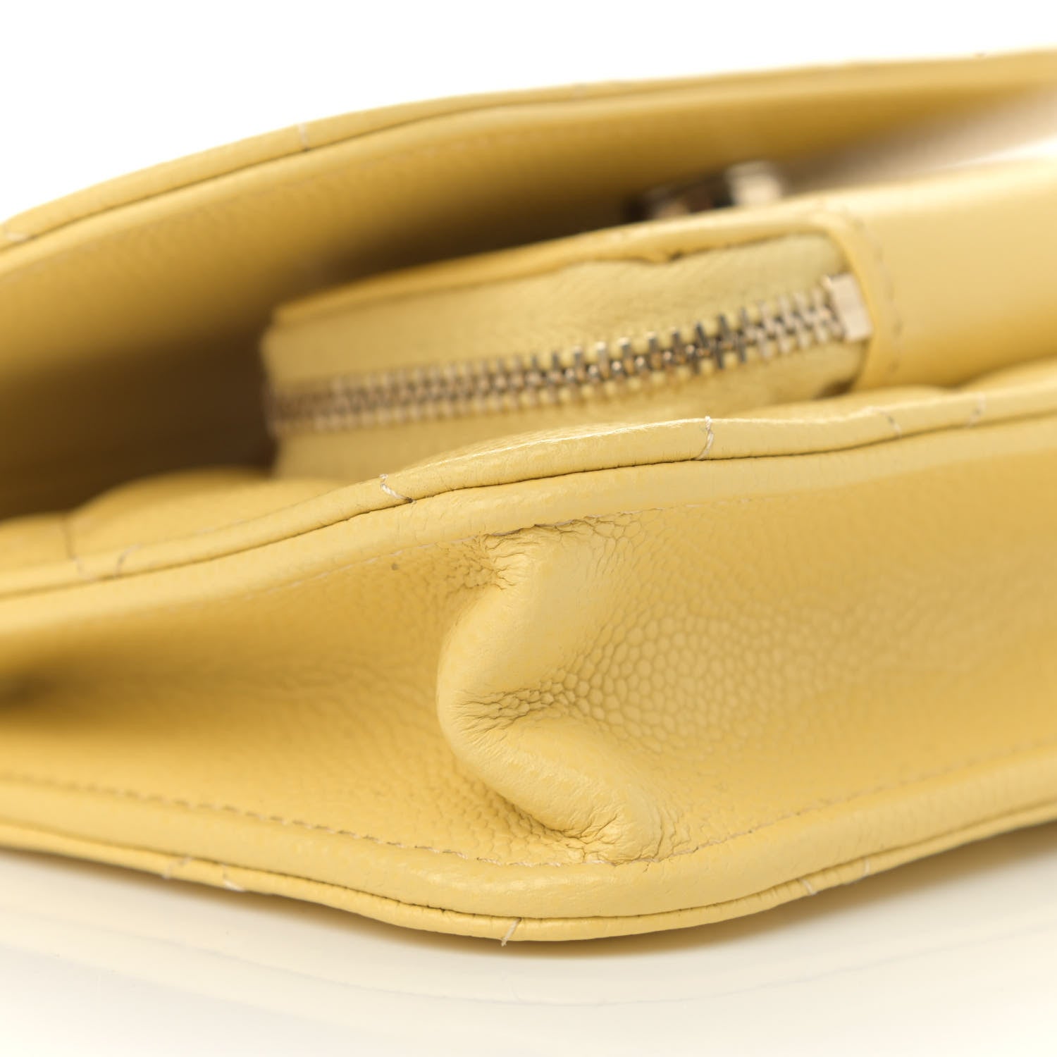 Chanel Caviar Quilted Business Affinity Clutch With Chain Flap Yellow 10 of 12