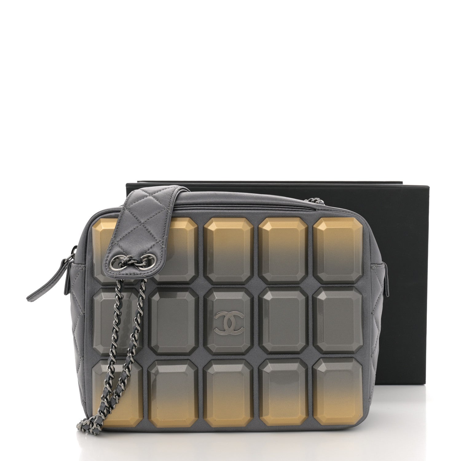 Chanel Metallic Lambskin Plexiglass Evening Art Camera Case Silver 11 of 11