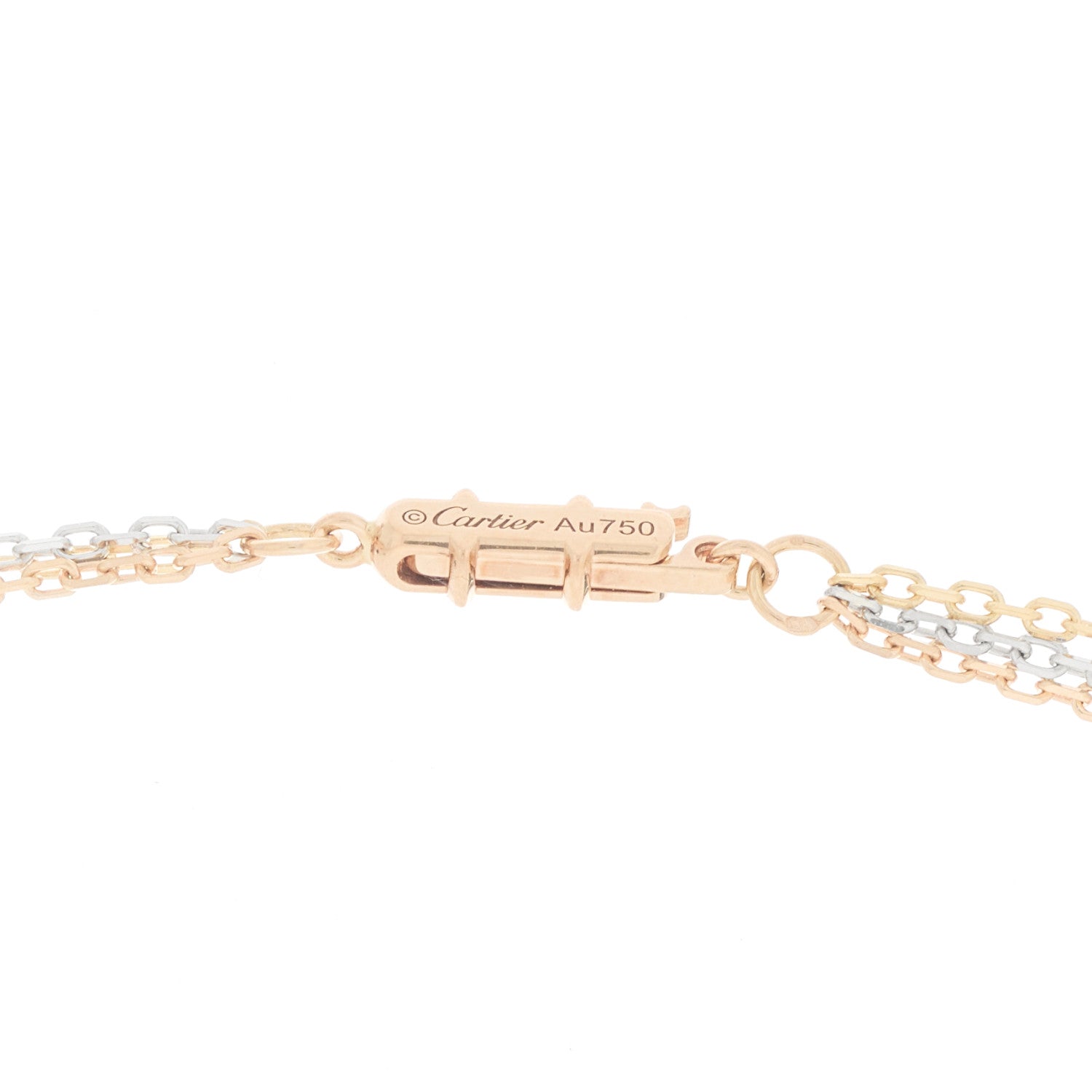 Cartier 18K Pink Yellow White Gold Three Chain Necklace 4 of 6