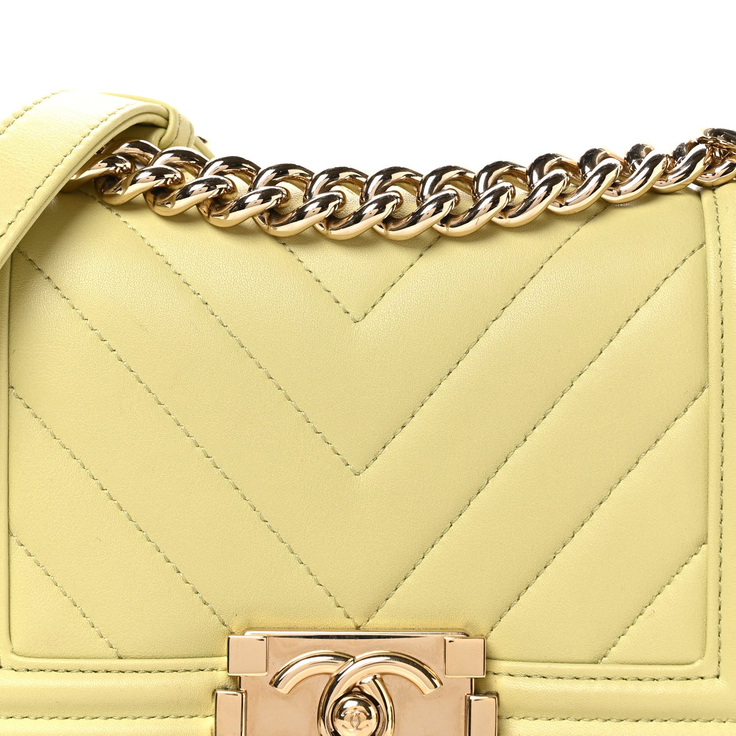 Chanel Lambskin Chevron Quilted Small Boy Flap Light Green 8 of 11