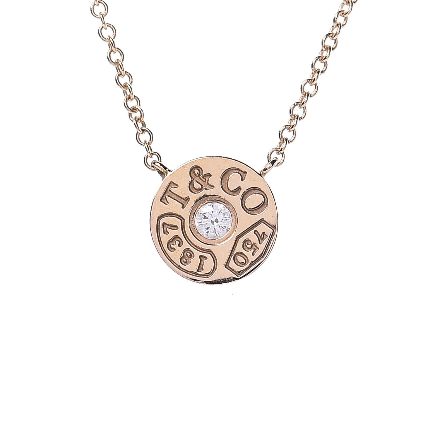 18K Rose Gold Diamond 1837 Circle Pendant Necklace