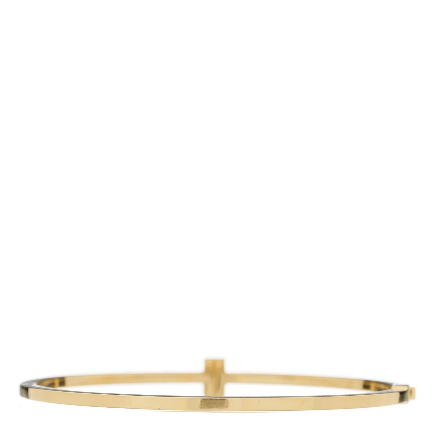 18K Yellow Gold Diamond T Hinged Wire Bangle Bracelet