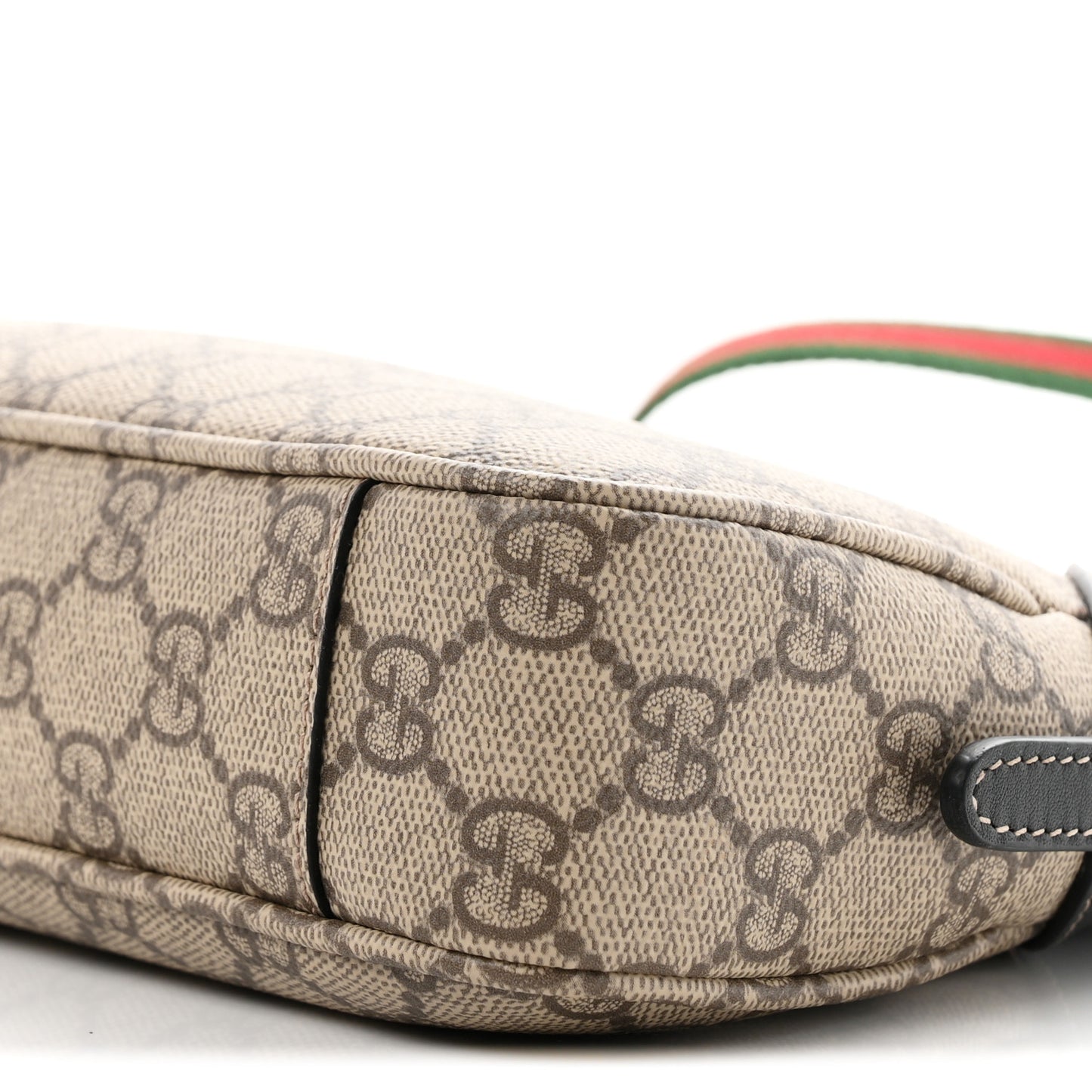GG Supreme Monogram Textured Calfskin Small Emblem Shoulder Bag Beige Black