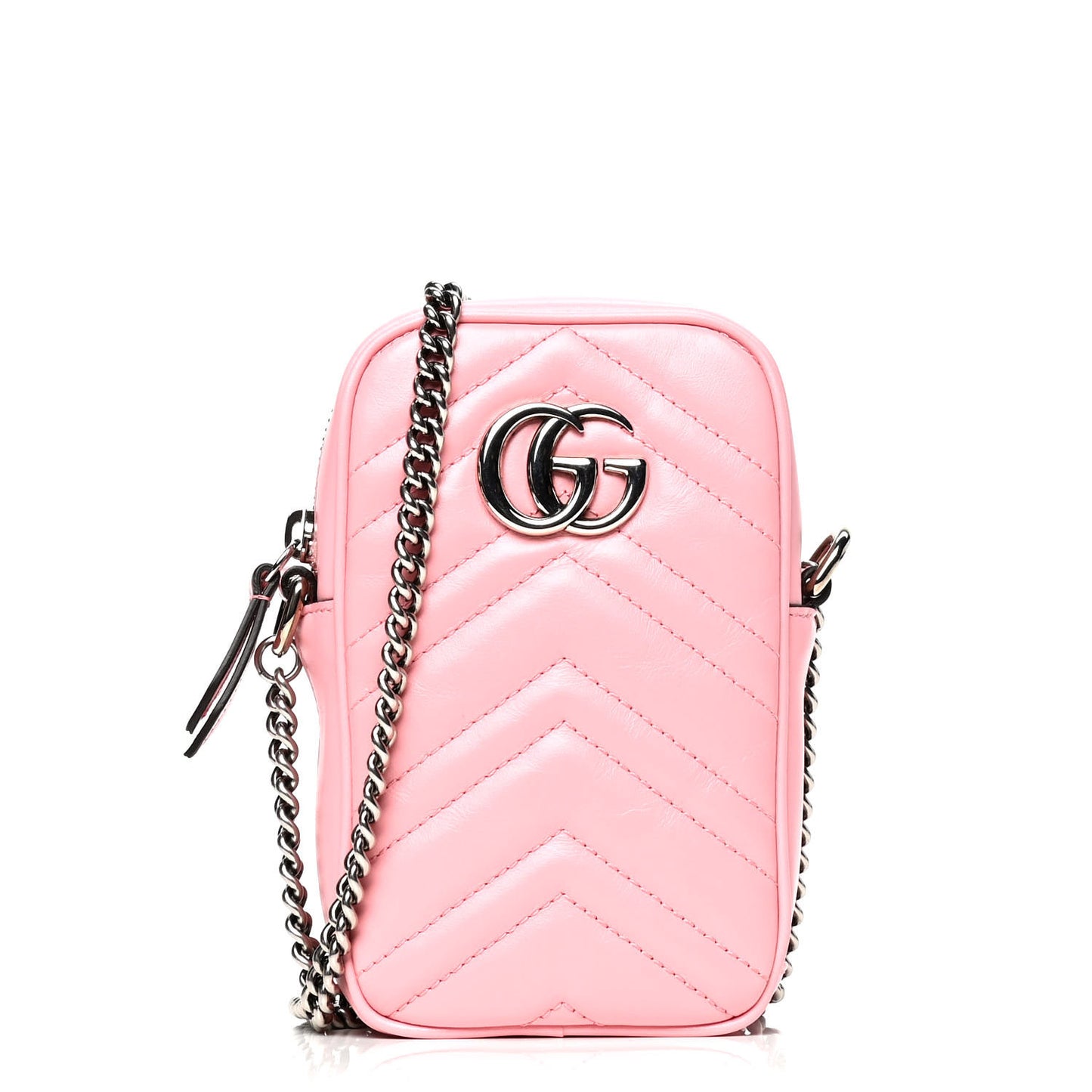 Calfskin Matelasse Mini GG Marmont Crossbody Bag Wild Rose