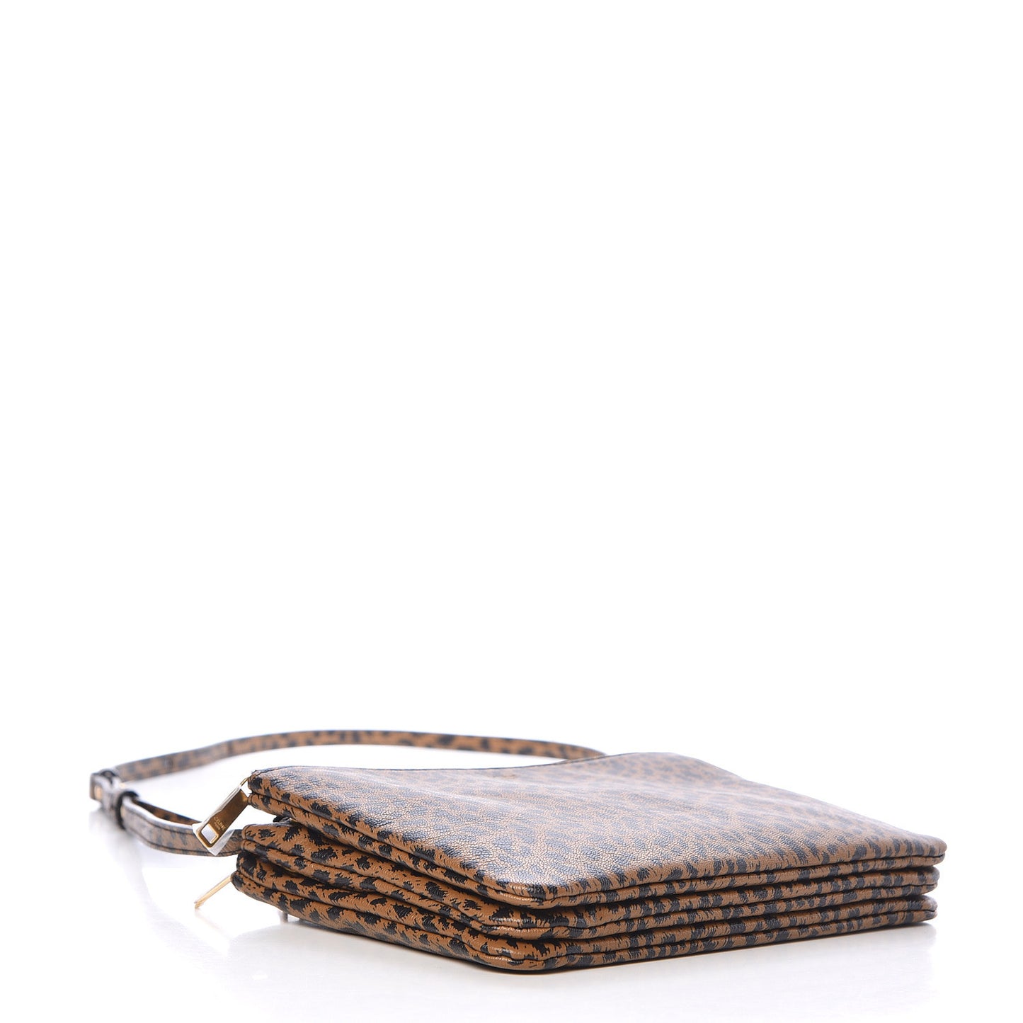 Goatskin Leopard Printed Small Trio Crossbody Bag Brown Black