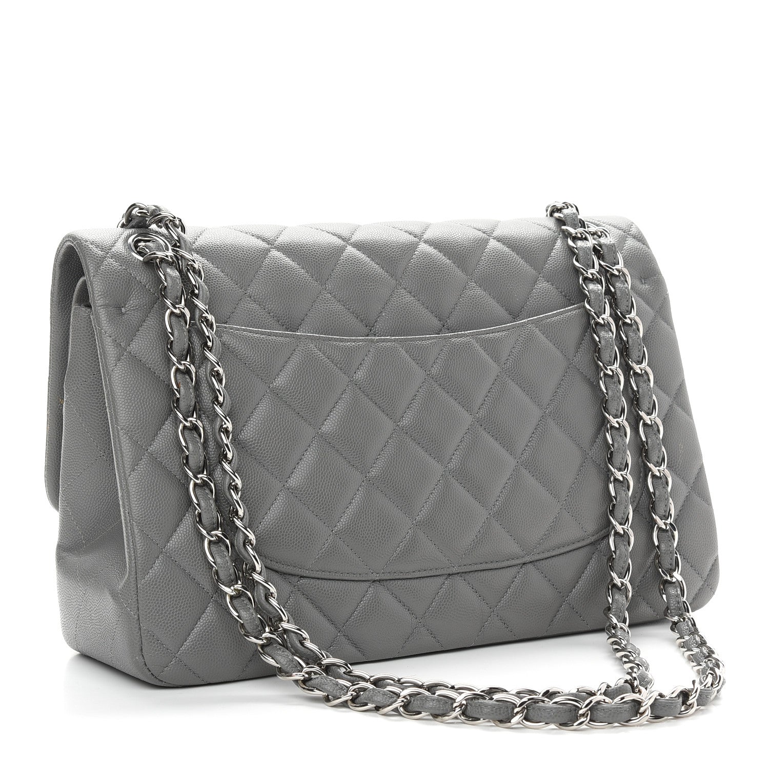 Chanel Caviar Quilted Jumbo Double Flap Grey 3 of 14