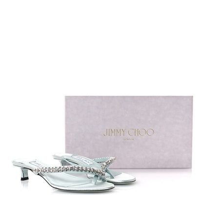 Jimmy Choo Satin Crystal Dila 35 Sandals 37.5 Light Verde 8 of 10