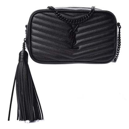 Saint Laurent Grain De Poudre Matelasse Monogram Mini Lou Camera Bag Black 1 of 10