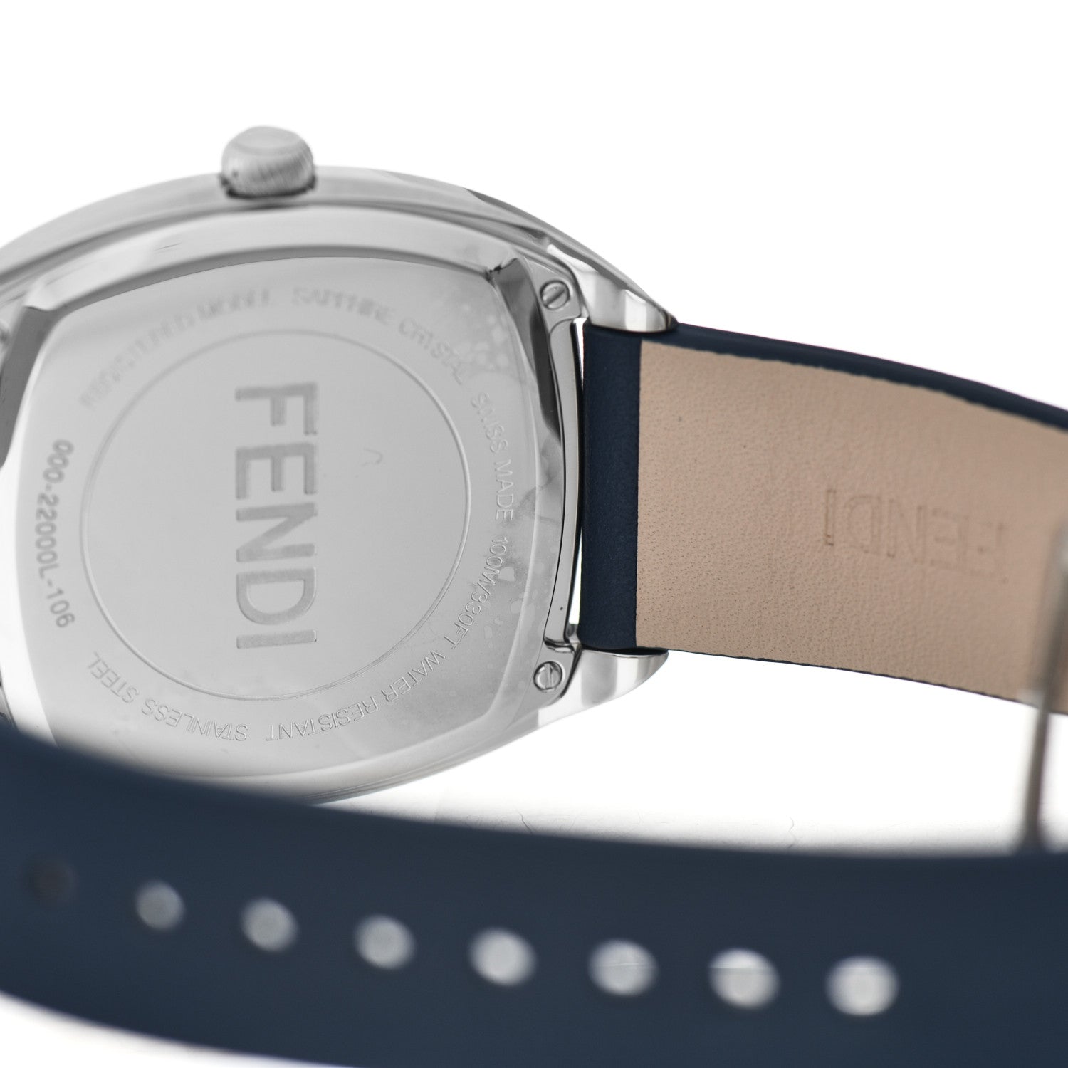 Fendi Stainless Steel Calfskin 39mm Momento Quartz Watch Blue 5 of 7