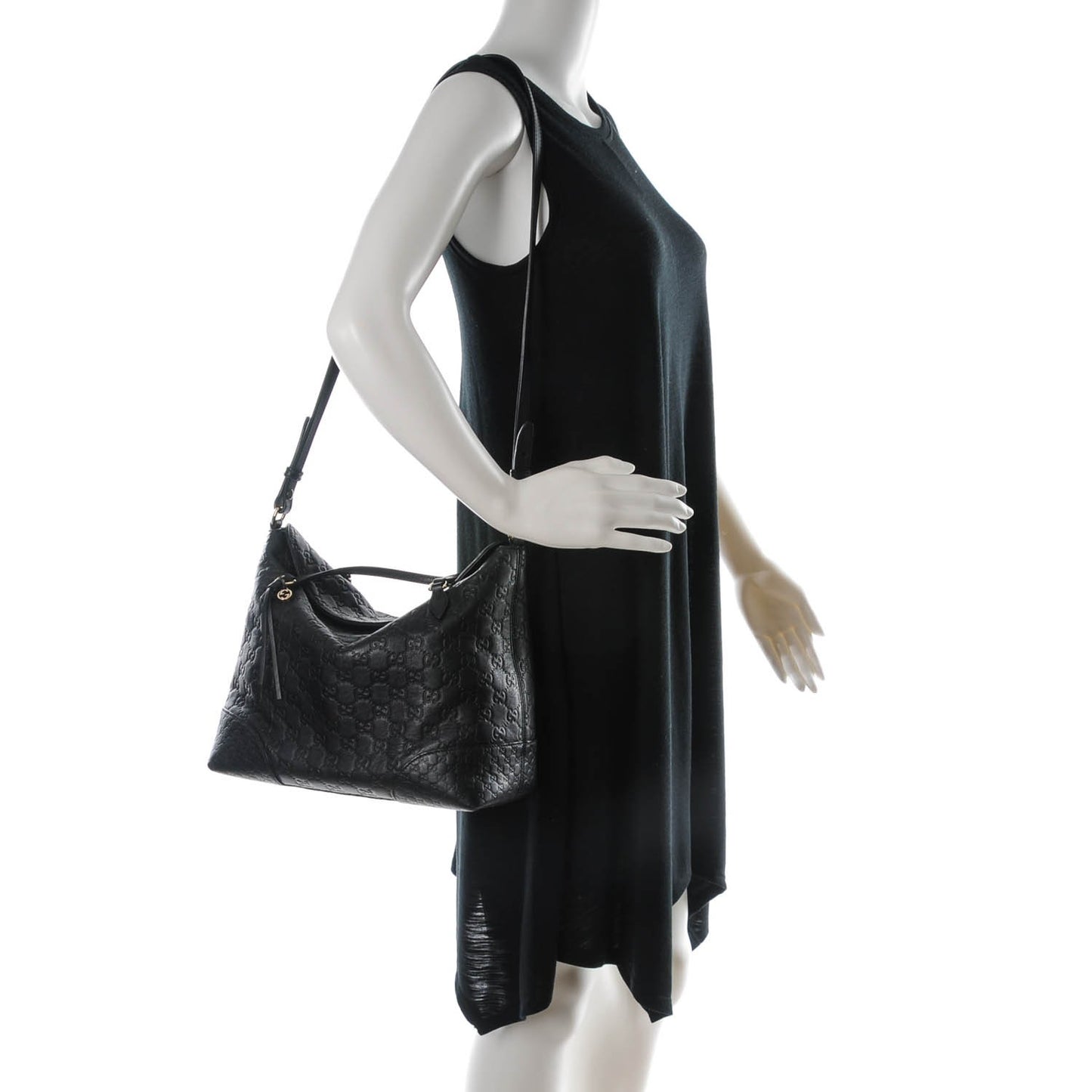 Guccissima Medium Bree Foldover Tote Black