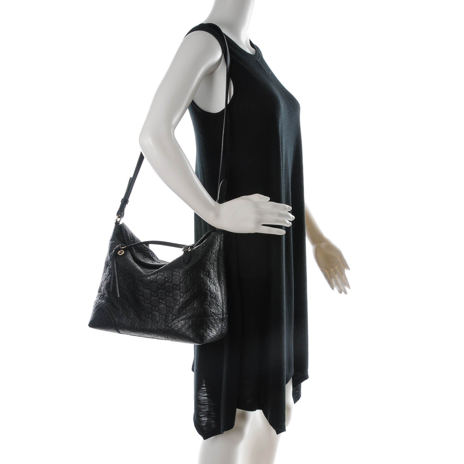 Gucci Guccissima Medium Bree Foldover Tote Black 2 of 7
