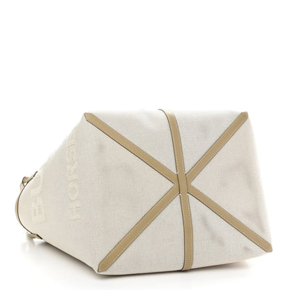 Burberry Cotton Canvas Mini Logo Horseferry Tote Bag Off White 7 of 11