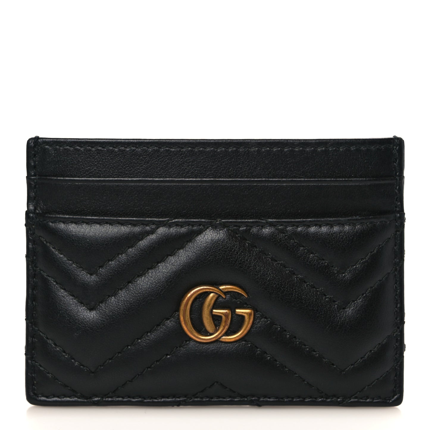 Calfskin Matelasse GG Marmont Card Holder Black