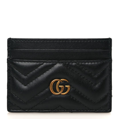 Gucci Calfskin Matelasse GG Marmont Card Holder Black 1 of 7
