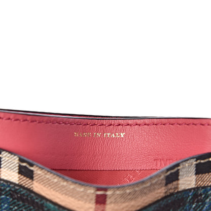 Burberry Calfskin Haymarket Check Cat Appliqué Card Case Multicolor 6 of 7