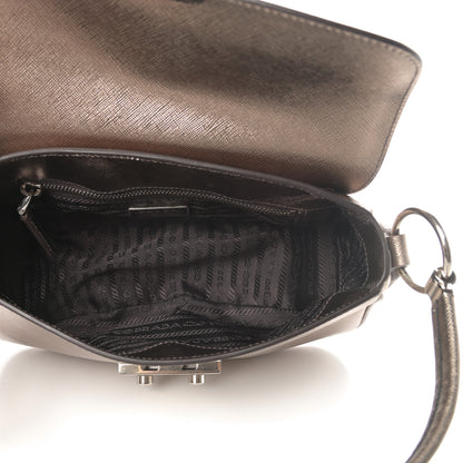 Prada Metallic Saffiano Pushlock Shoulder Bag Bronzo 5 of 15