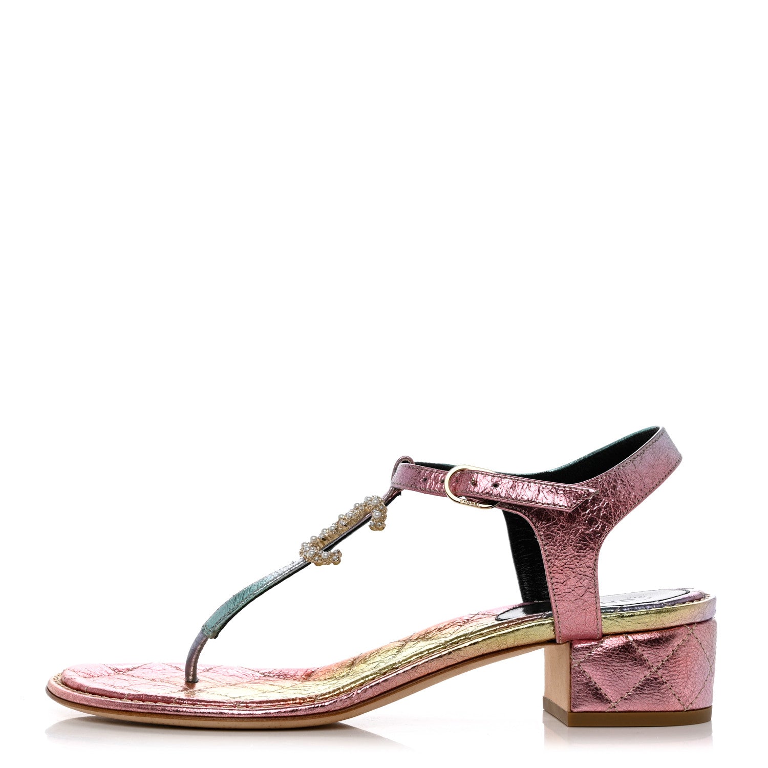 Chanel Goatskin Fantasy CC Pearl Thong Sandals 39 Multicolor 1 of 9