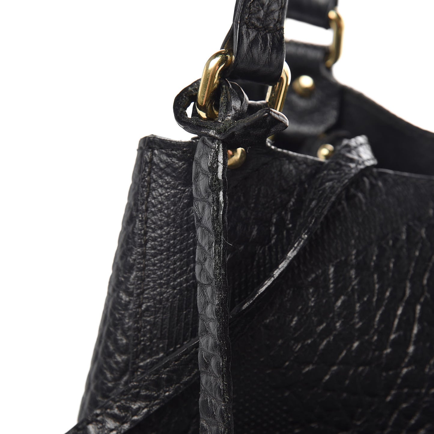 Signature Grain Calfskin Check Embossed Small Canterbury Tote Black