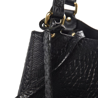 Burberry Signature Grain Calfskin Check Embossed Small Canterbury Tote Black 15 of 15