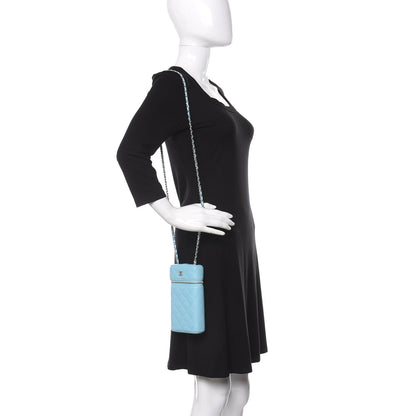 Chanel Lambskin Quilted Phone Holder With Chain Neon Blue 2 of 11