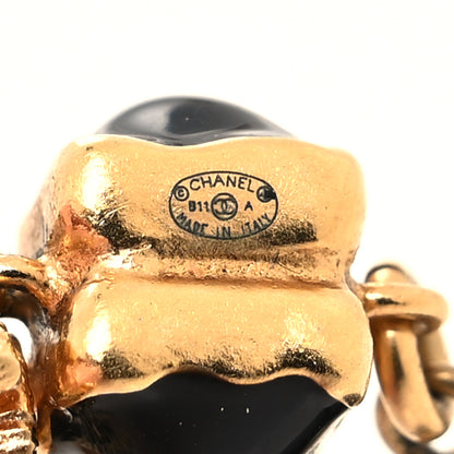 Chanel Bead CC Drop Earrings Black Gold 4 of 4