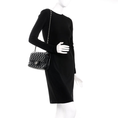 Chanel Lambskin Quilted Medium Double Flap Black 2 of 15