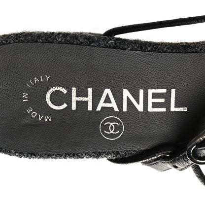 Chanel Tweed Satin Slingback Cap Toe Bow Pumps 36 Grey Black 8 of 8
