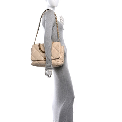 Chanel Lambskin Quilted Maxi Chanel 19 Flap Beige 2 of 10