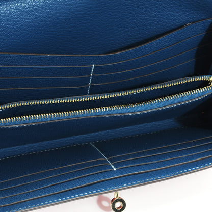 Hermes Epsom Kelly Longue Wallet Rouge Casaque and Bleu Thalassa 7 of 7