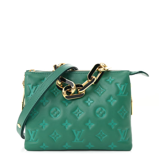 Lambskin Embossed Monogram Coussin BB Emeraude