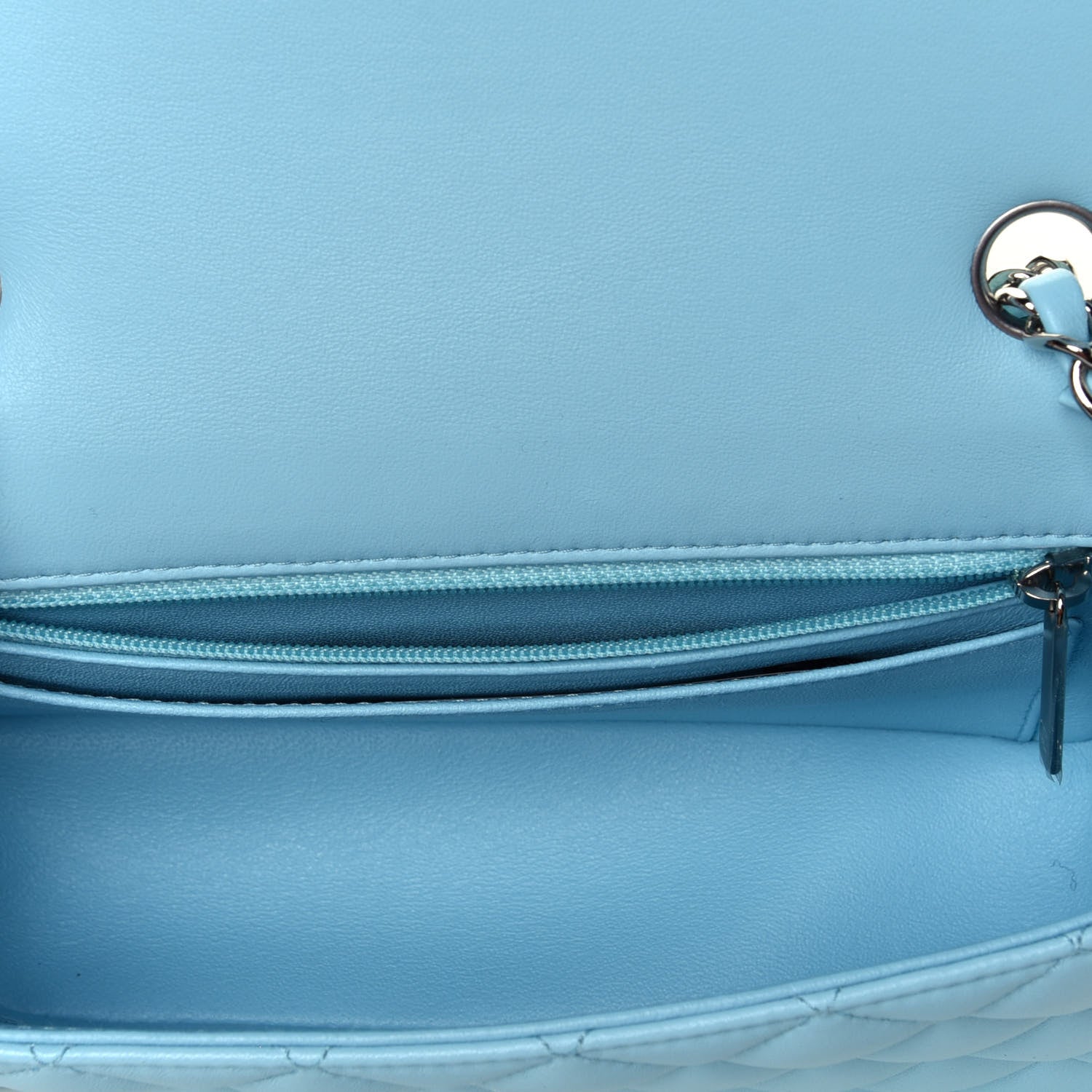 Chanel Lambskin Quilted Mini Rectangular Flap Neon Blue 12 of 12