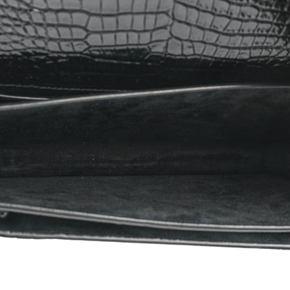 Saint Laurent Calfskin Crocodile Embossed Medium Monogram Sunset Black 6 of 14