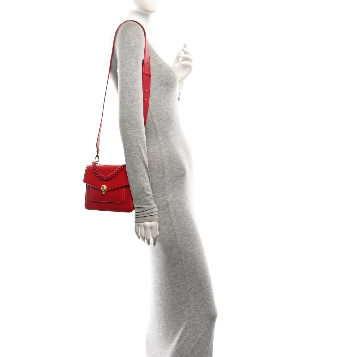 Bulgari Nappa Monochrome Serpenti Forever Large Maxi Chain Crossbody Bag Red 2 of 10