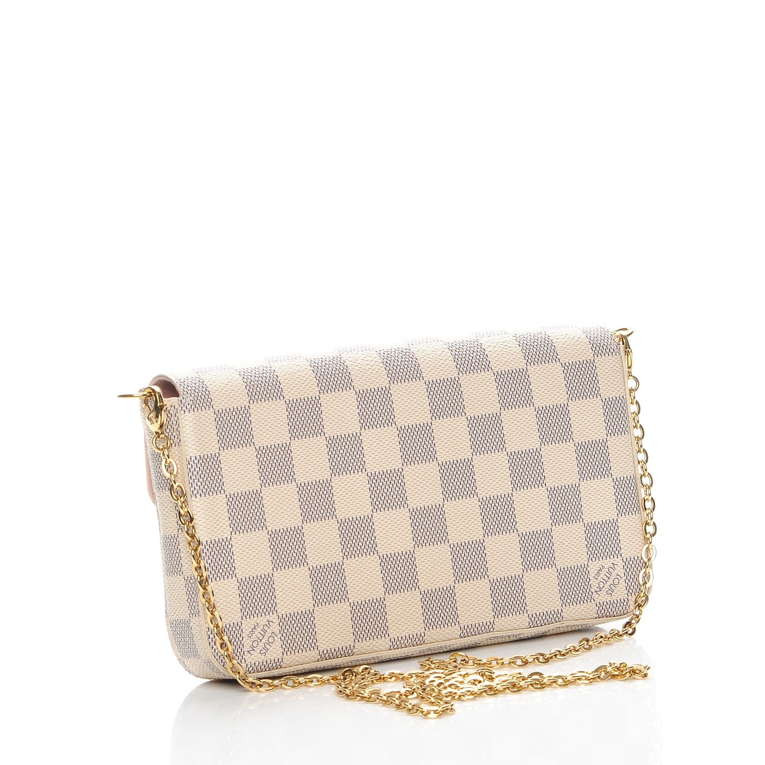 Louis Vuitton Damier Azur Pochette Felicie Chain Wallet Rose Ballerine 3 of 10