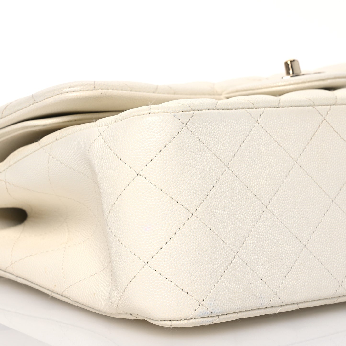 Caviar Quilted Jumbo Double Flap White