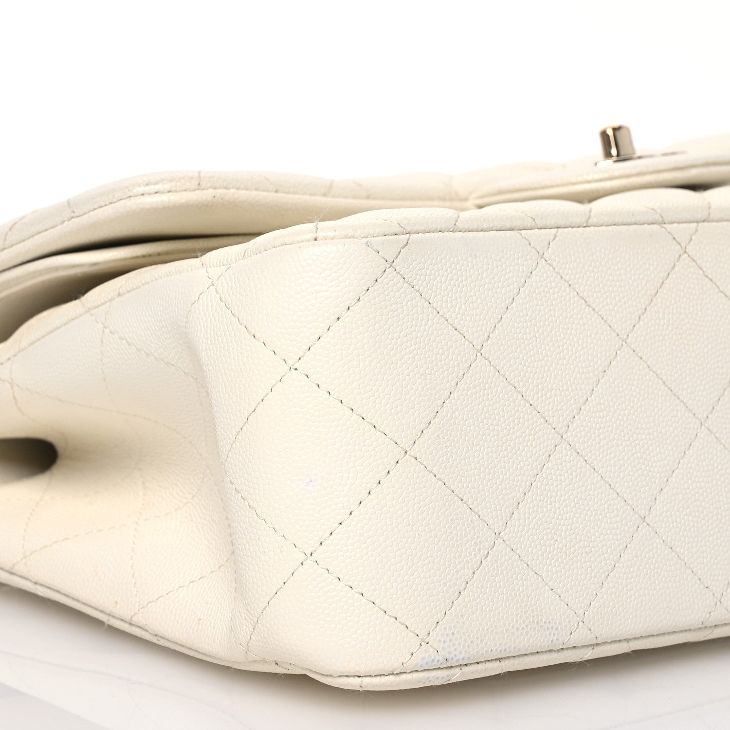 Chanel Caviar Quilted Jumbo Double Flap White 10 of 22