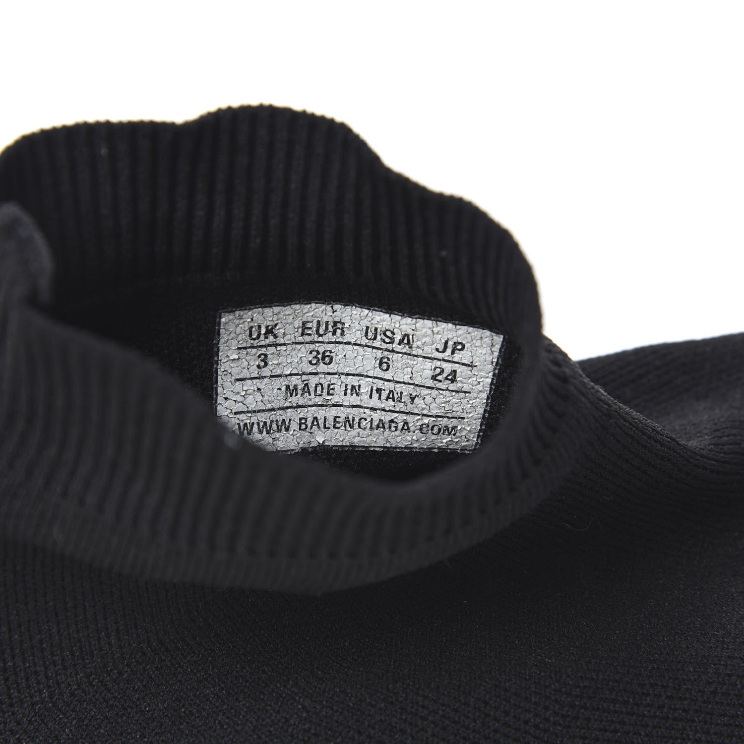 Balenciaga Neoprene Knit Womens Speed Sneakers 36 Black White 7 of 8