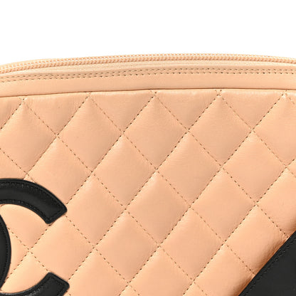 Chanel Calfskin Quilted Cambon Pochette Beige Black 8 of 10