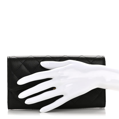 Chanel Caviar Quilted Large Gusset Flap Wallet Black 2 of 9