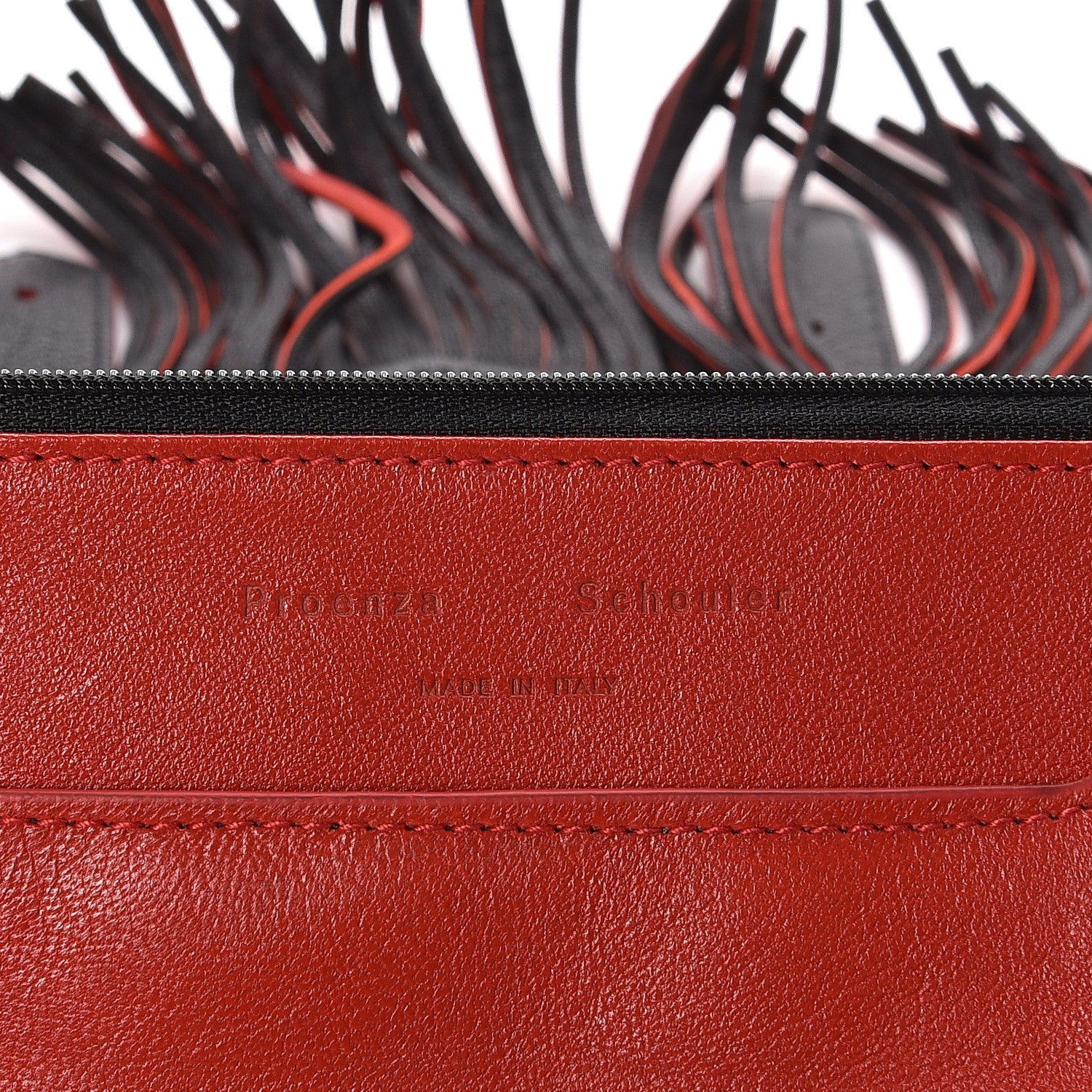 Proenza Schouler Lambskin PS1 Fringe Chain Wallet Red 6 of 8