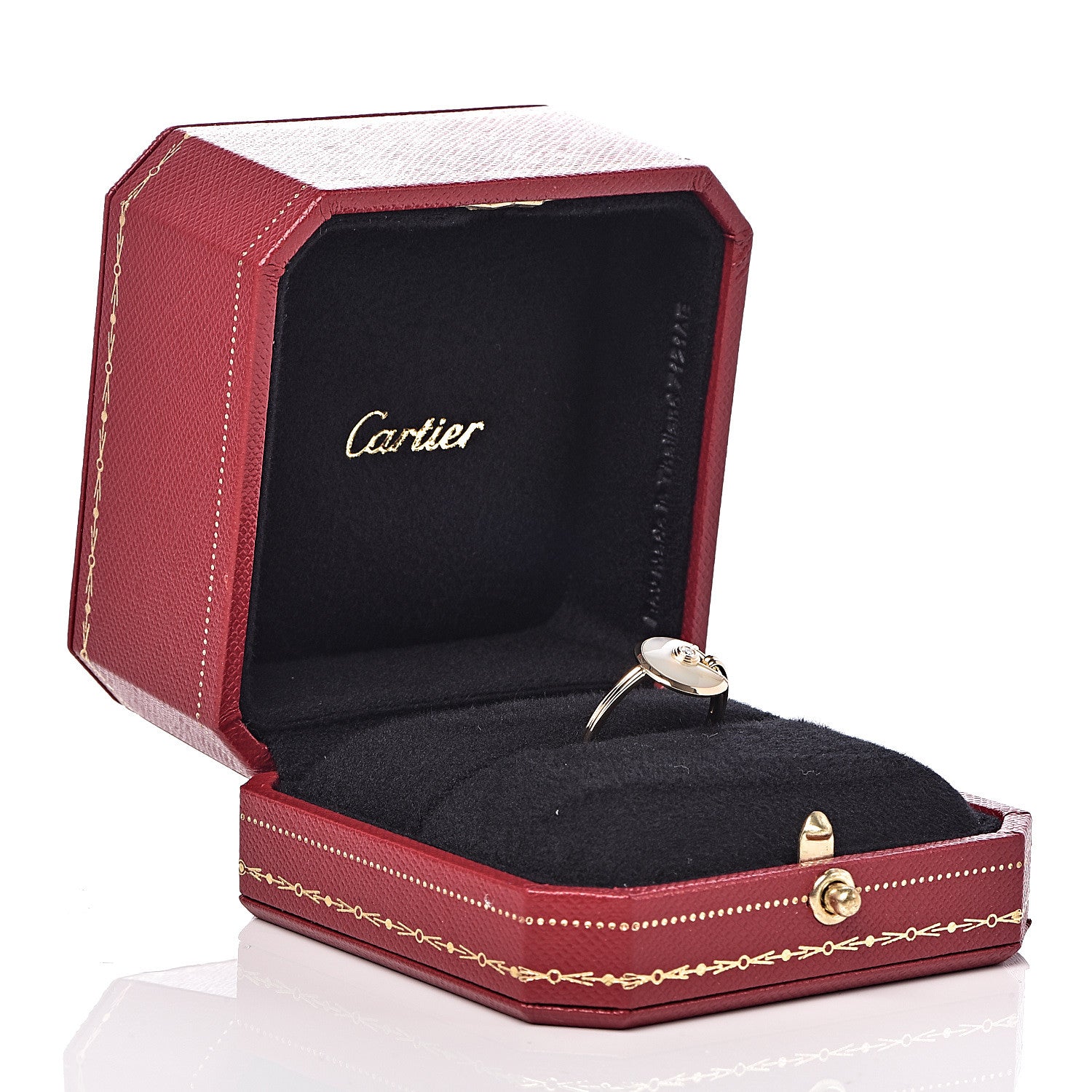 Cartier 18K Yellow Gold Diamond Mother of Pearl Amulette de Ring 54 6.75 7 of 7