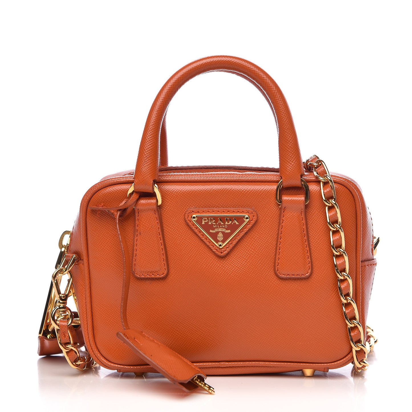 Saffiano Lux Mini Top Handle Crossbody Bag Papaya