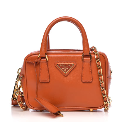 Prada Saffiano Lux Mini Top Handle Crossbody Bag Papaya 1 of 11