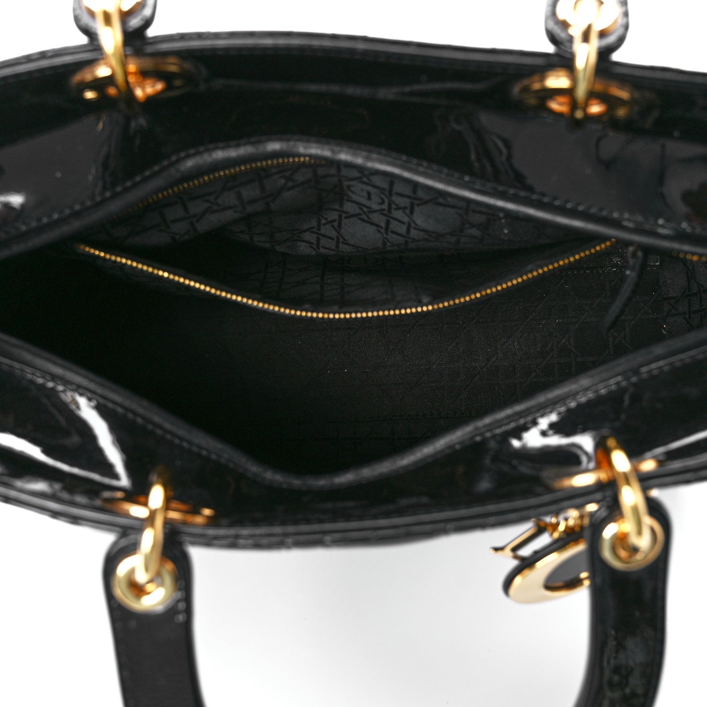 Patent Cannage Large Lady Dior Black
