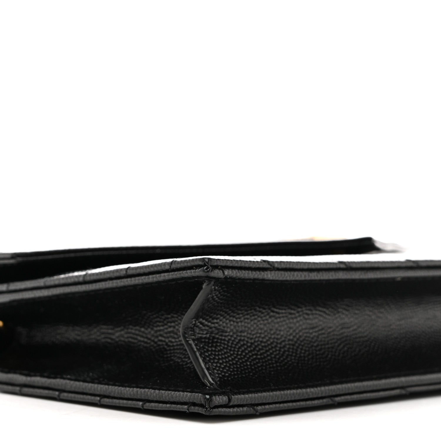 Saint Laurent Grain De Poudre Matelasse Chevron Monogram Envelope Chain Wallet Black 9 of 14