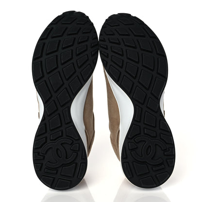 Chanel Suede Goatskin CC Sneakers 38.5 Dark Beige 5 of 9