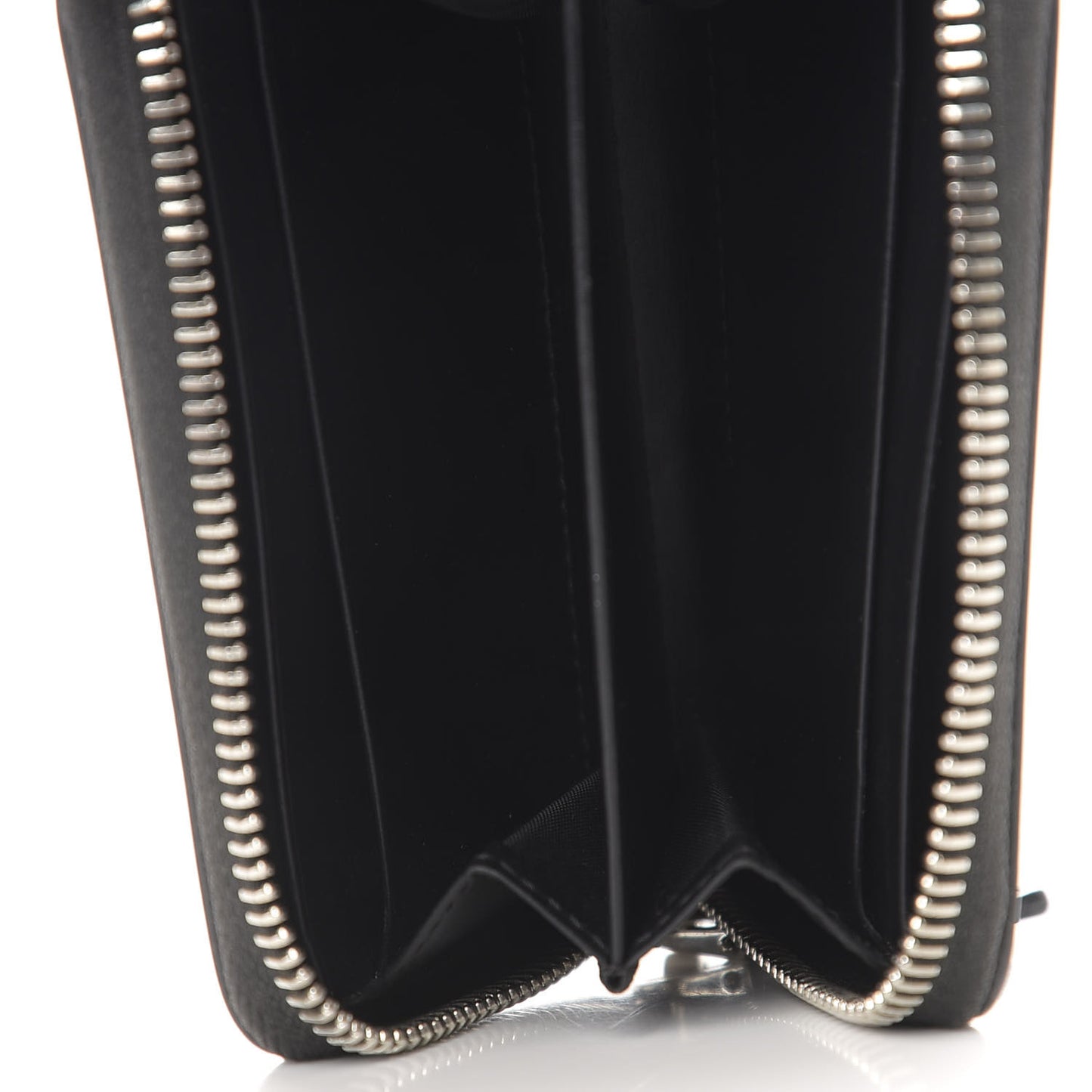 Calfskin Logo Print Mini Zip Wallet Black